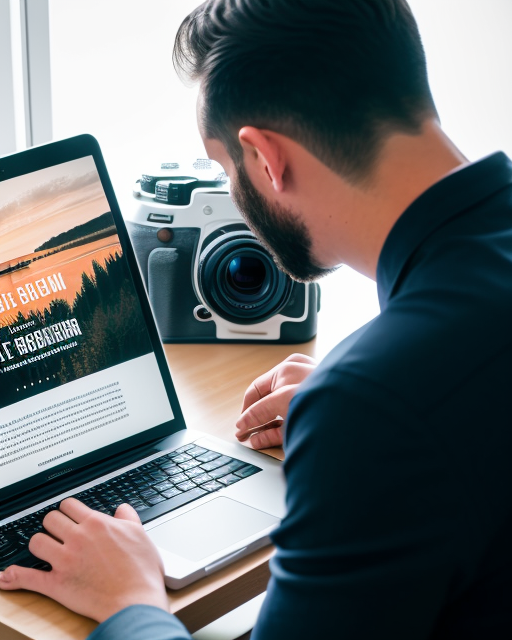 man from Dreamstarters Publishing with camera and working on laptop