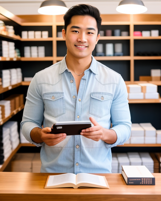 man from Dreamstarters Publishing holding a tablet