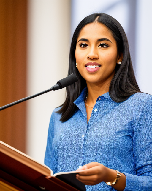 woman from Dreamstarters Publishing speaking to an audience