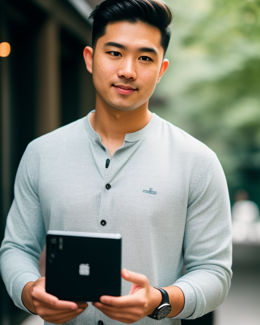 man from Dreamstarters Publishing holding a tablet PC