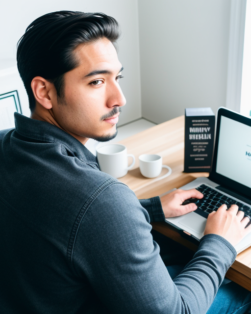 man from Dreamstarters Publishing typing on a laptop