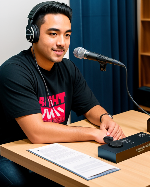 man from Dreamstarters Publishing wearing headphone and talking into microphone