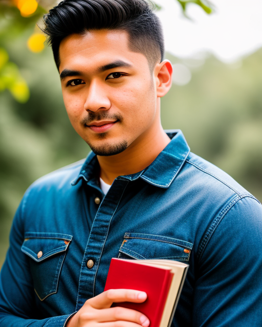 man from Dreamstarters Publishing holding a red book to his chest