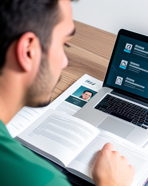 man from Dreamstarters Publishing working on a laptop, with book