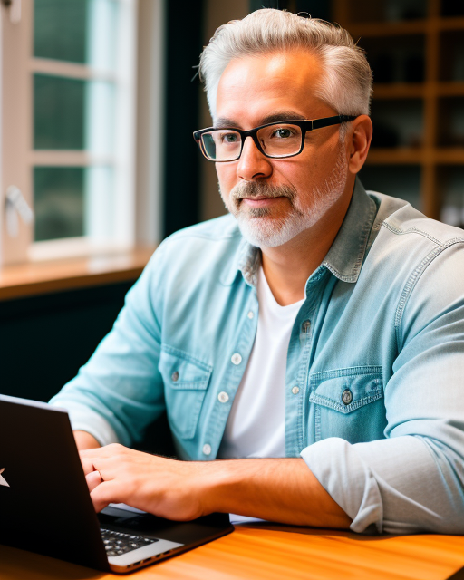 man from Dreamstarters Publishing working on laptop