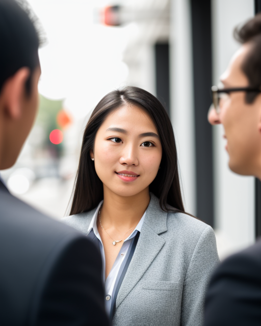 woman from Dreamstarters Publishing talking to men